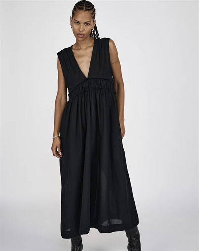 Rabens Saloner - Harmonie Cotton Long Kjole - Sort